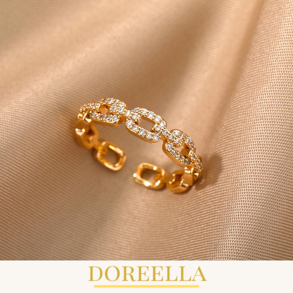 Zircon Twist Chain Ring • Stainless Steel Wedding Band • Gift for Her • Jewellery by DoreElla