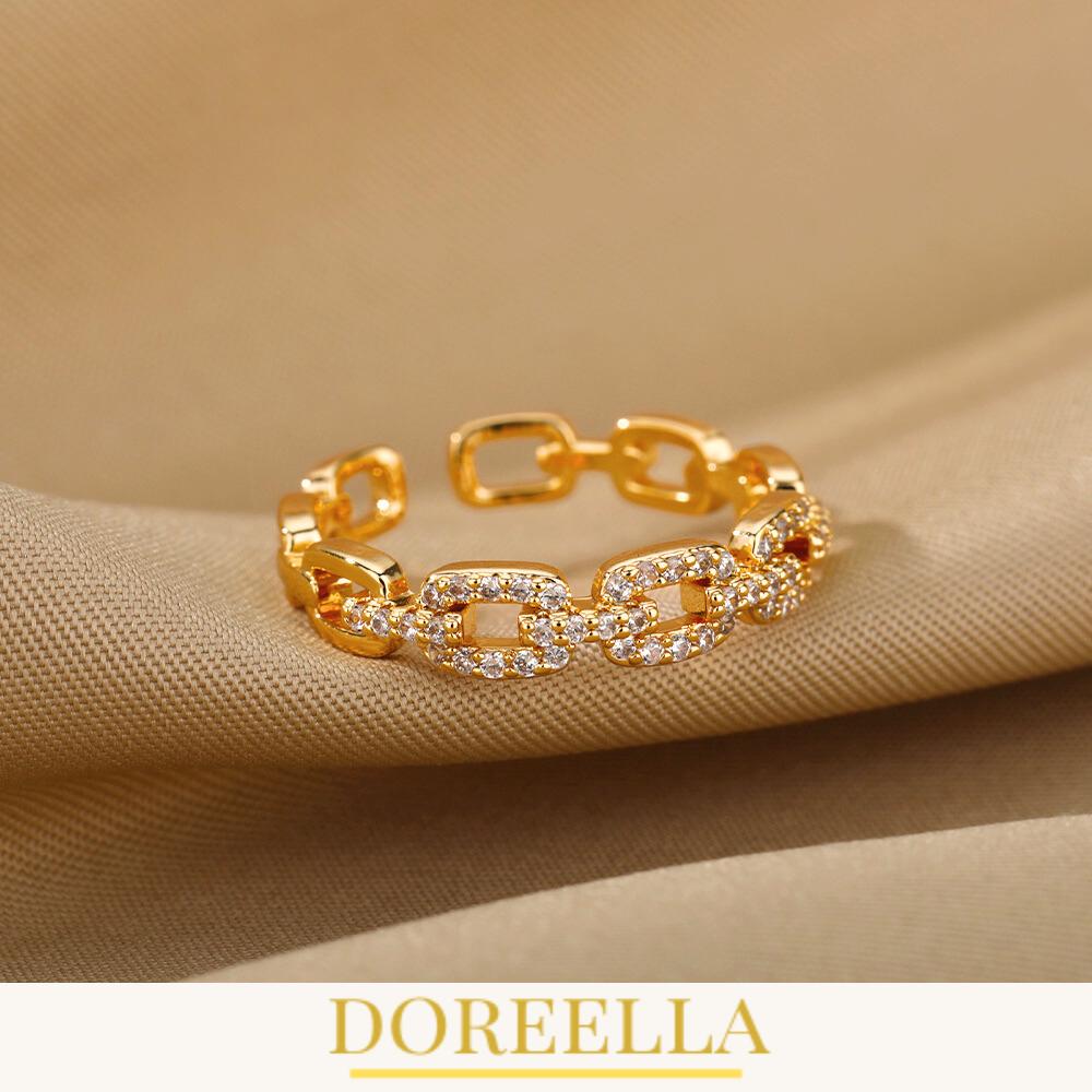 Zircon Twist Chain Ring • Stainless Steel Wedding Band • Gift for Her • Jewellery by DoreElla