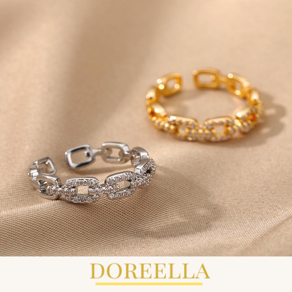 Zircon Twist Chain Ring • Stainless Steel Wedding Band • Gift for Her • Jewellery by DoreElla