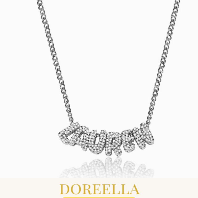 Custom 3D Bubble Letter Name Necklace • Gold or Silver Pendant • Gift For Her