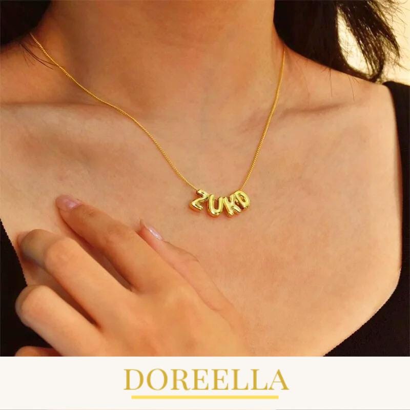 Custom 3D Bubble Letter Name Necklace • Gold or Silver Pendant • Gift For Her