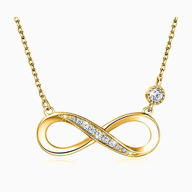 Infinity Love Necklace - 925 Sterling Silver Gemstone Jewellery - Fancy Gold Plating - Gift Choice