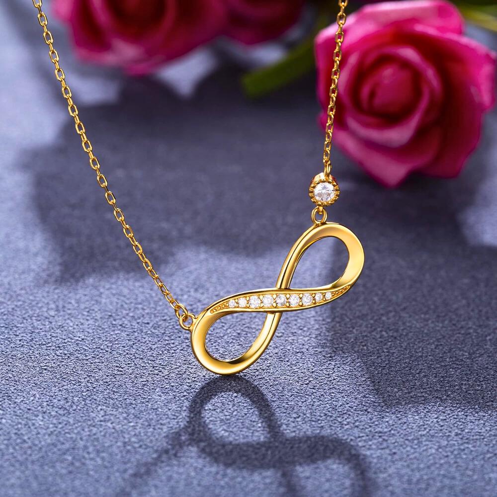 Infinity Love Necklace - 925 Sterling Silver Gemstone Jewellery - Fancy Gold Plating - Gift Choice