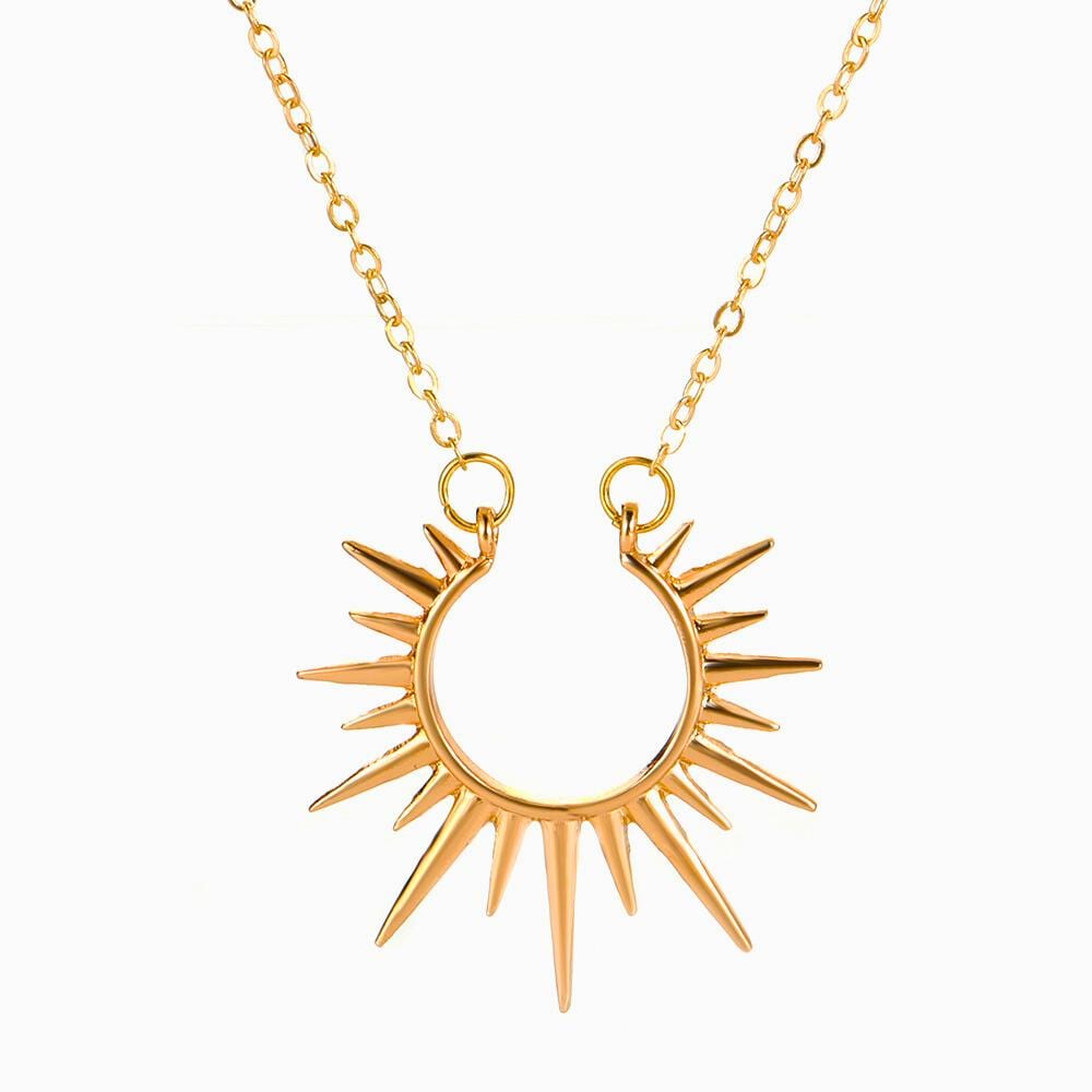 Sunburst Gold Pendant Necklace, Dainty Sunbeam Fancy Design, Gift Idea For Her, By DoreElla