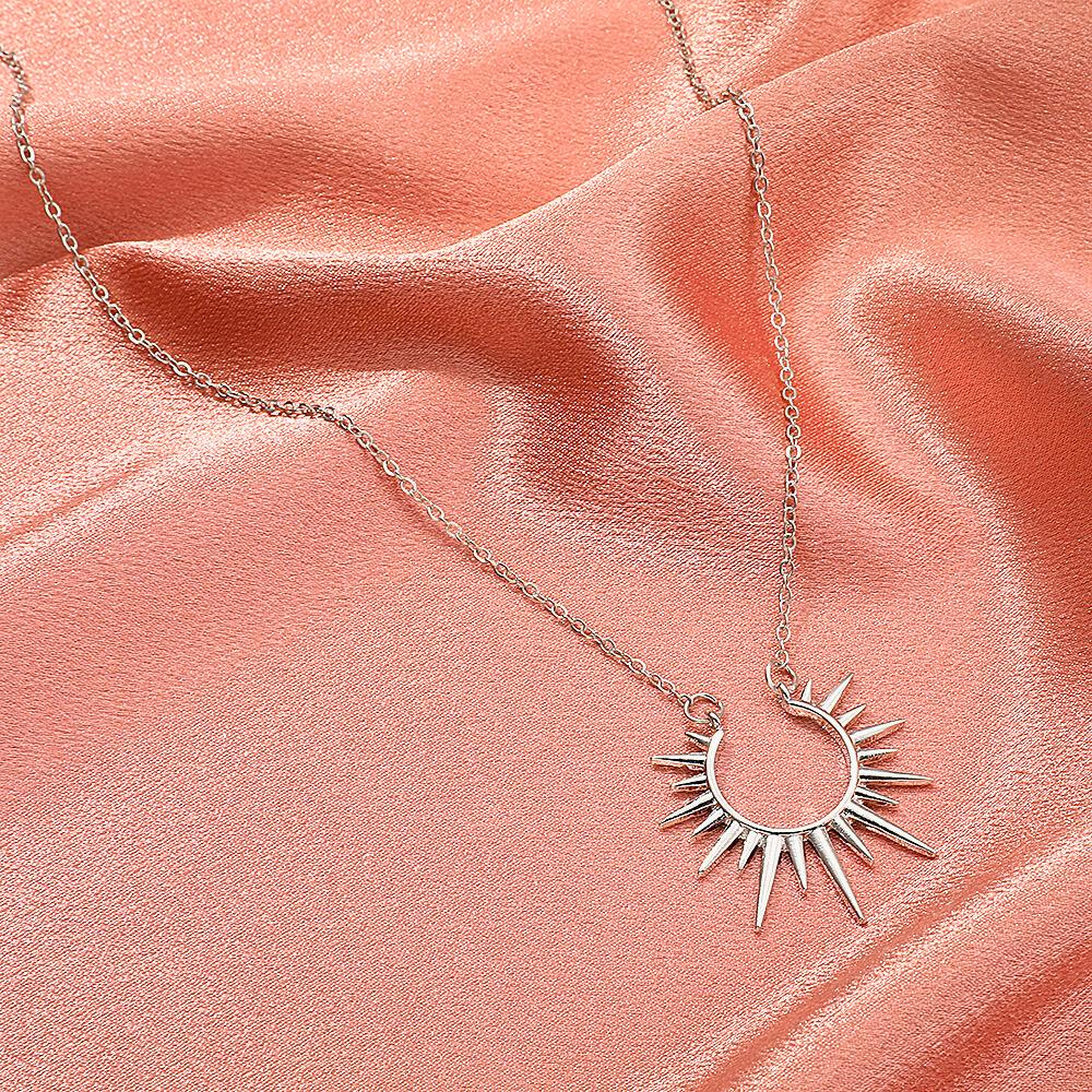 Sunburst Gold Pendant Necklace, Dainty Sunbeam Fancy Design, Gift Idea For Her, By DoreElla