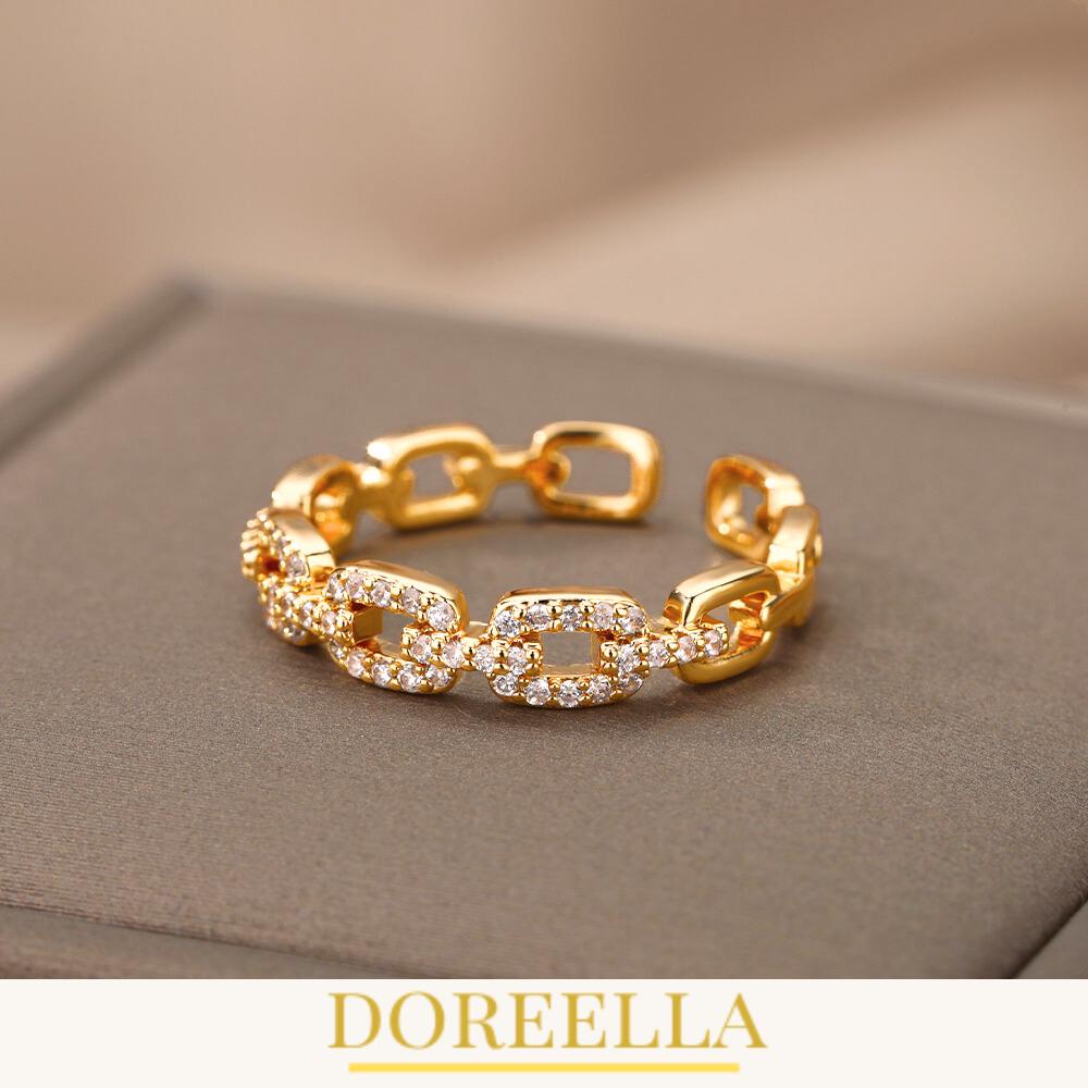 Zircon Twist Chain Ring • Stainless Steel Wedding Band • Gift for Her • Jewellery by DoreElla