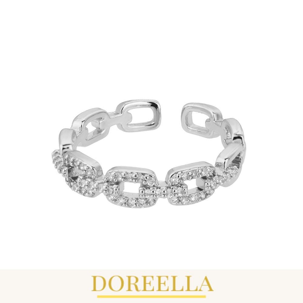 Zircon Twist Chain Ring • Stainless Steel Wedding Band • Gift for Her • Jewellery by DoreElla