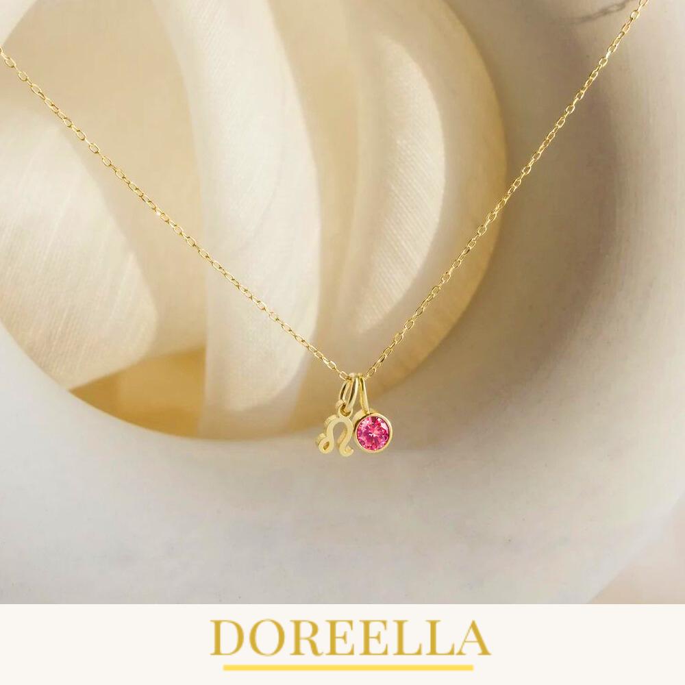 Birthstone Zodiac Pendant Necklace • Gold or Silver Astrological Sign Jewellery