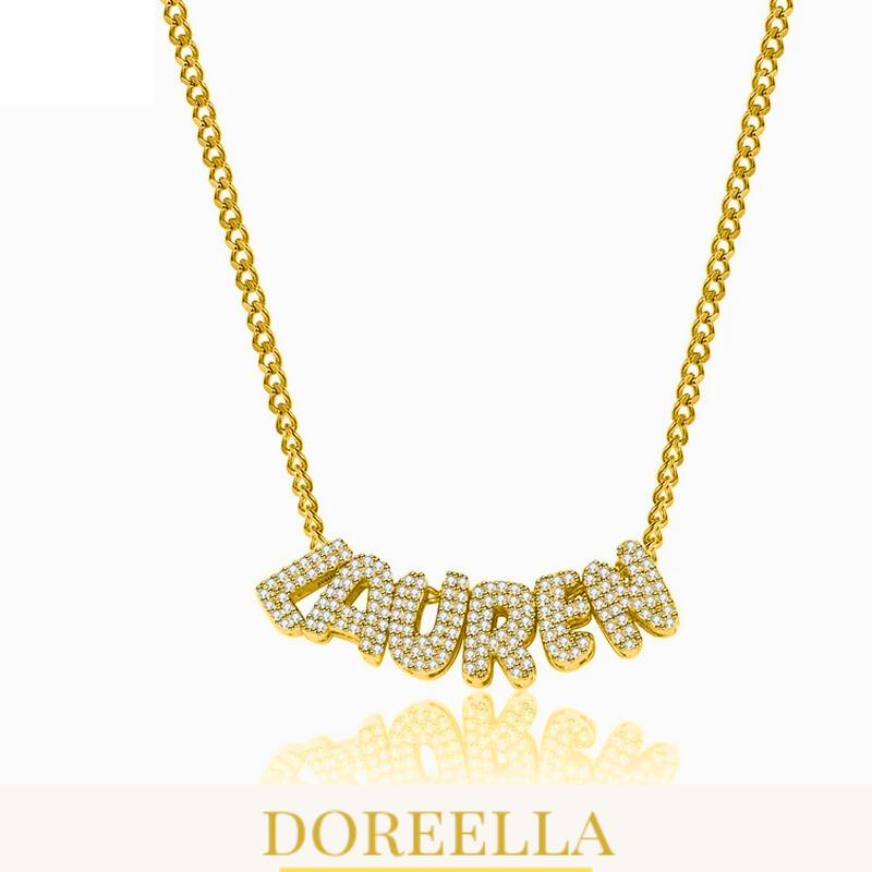 Custom 3D Bubble Letter Name Necklace • Gold or Silver Pendant • Gift For Her