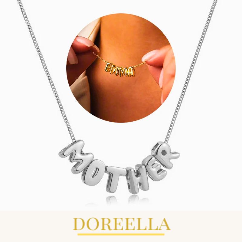 Custom 3D Bubble Letter Name Necklace • Gold or Silver Pendant • Gift For Her