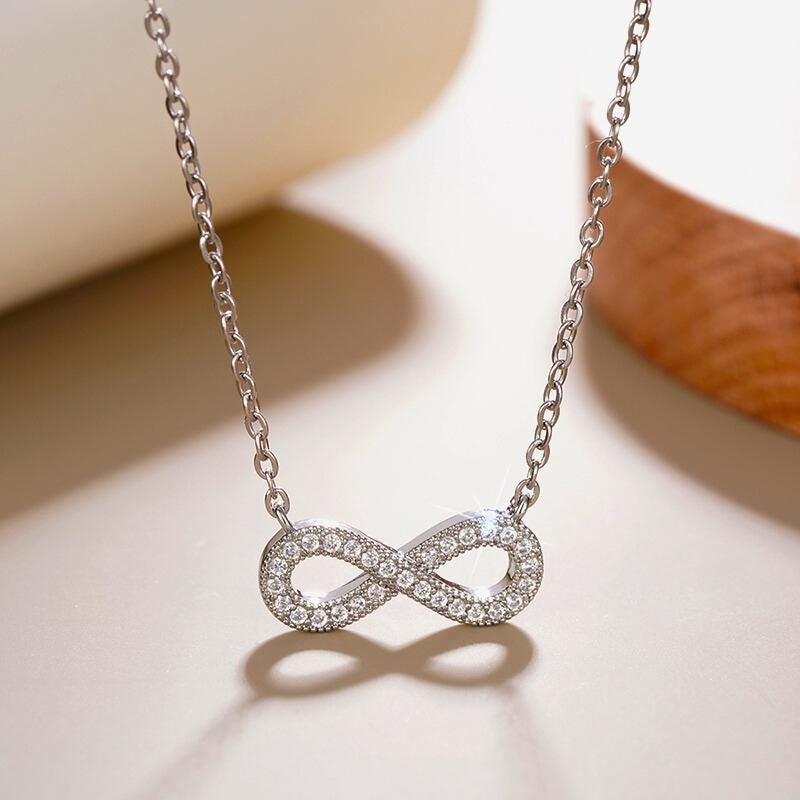 Pandora Infinity Necklace for Women - Gold or Silver Stainless Steel Pendant Jewelry - Minimalist Lucky Charm Birthday Gift for Her