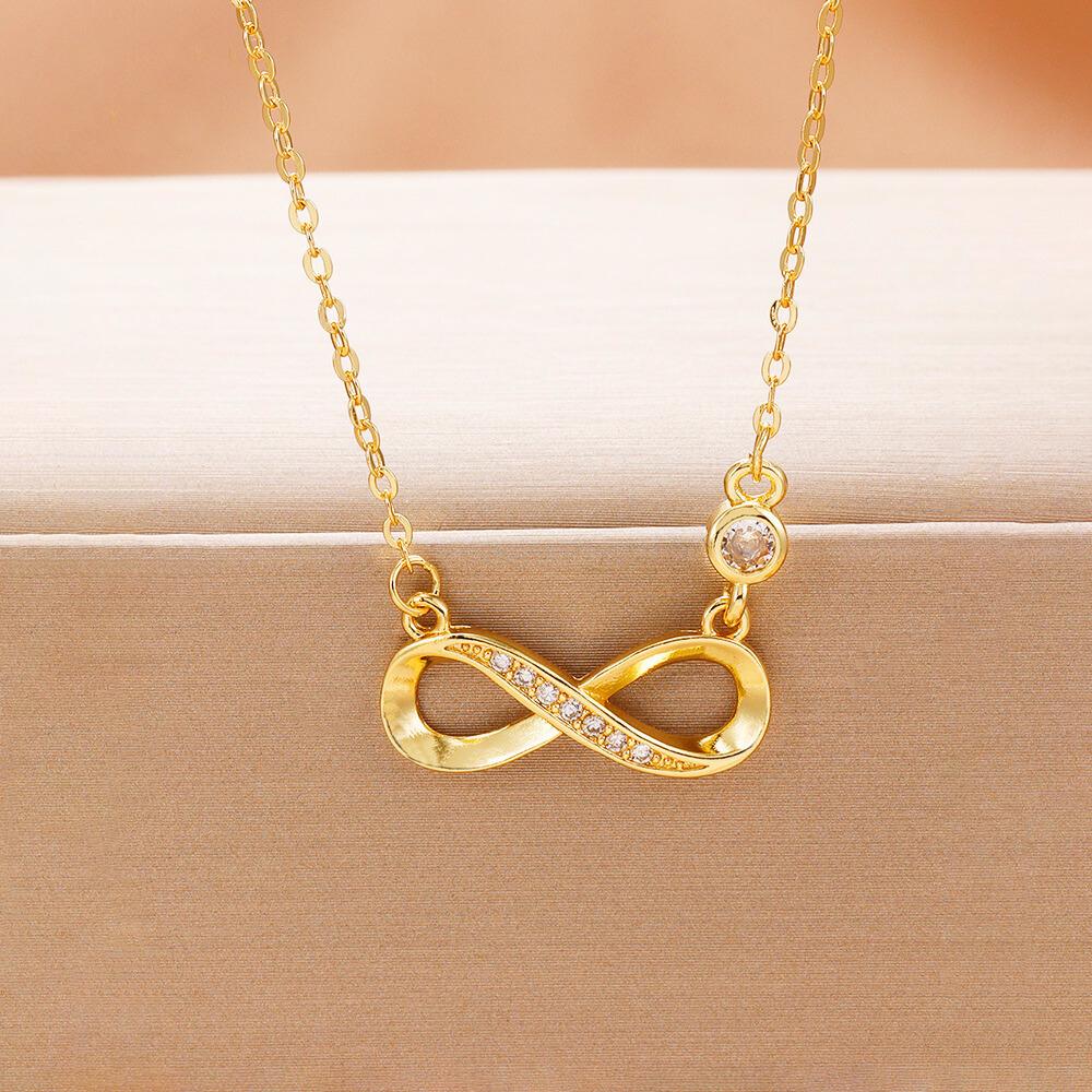 Infinity Love Necklace - 925 Sterling Silver Gemstone Jewellery - Fancy Gold Plating - Gift Choice