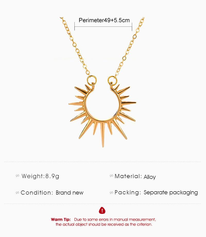 Sunburst Gold Pendant Necklace, Dainty Sunbeam Fancy Design, Gift Idea For Her, By DoreElla