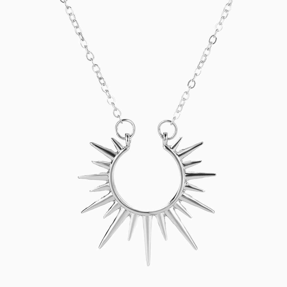 Sunburst Gold Pendant Necklace, Dainty Sunbeam Fancy Design, Gift Idea For Her, By DoreElla