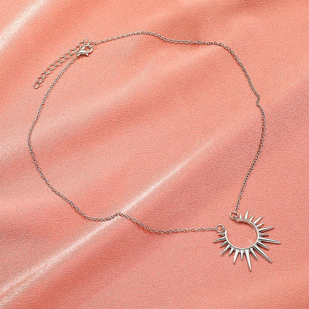 Sunburst Gold Pendant Necklace, Dainty Sunbeam Fancy Design, Gift Idea For Her, By DoreElla