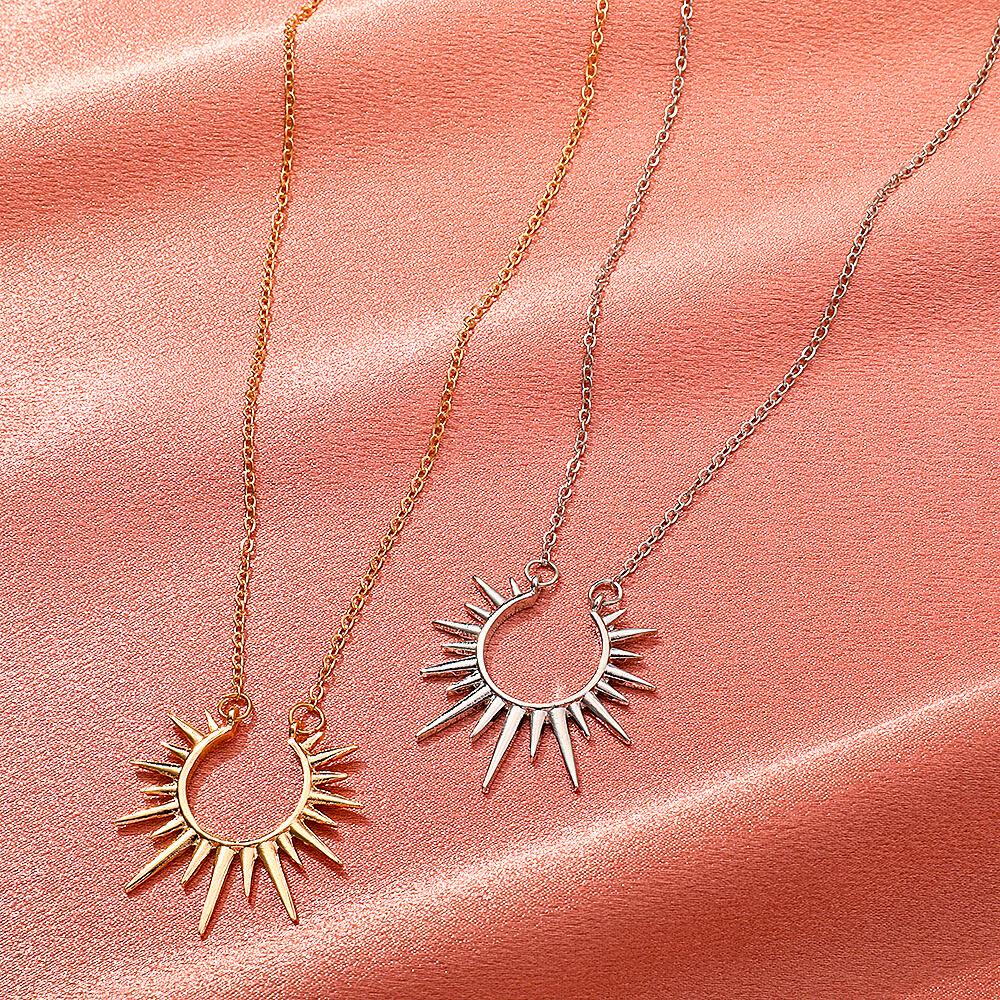 Sunburst Gold Pendant Necklace, Dainty Sunbeam Fancy Design, Gift Idea For Her, By DoreElla
