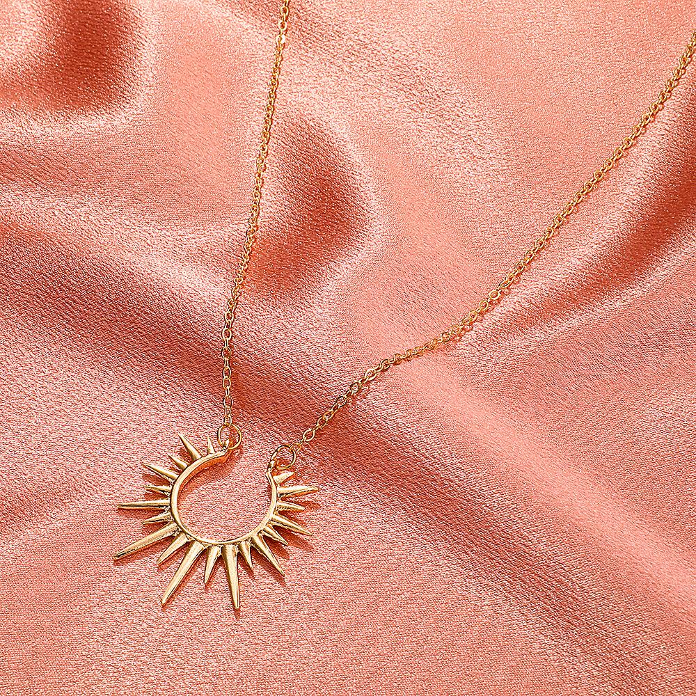Sunburst Gold Pendant Necklace, Dainty Sunbeam Fancy Design, Gift Idea For Her, By DoreElla