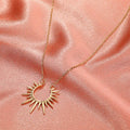 Sunburst Gold Pendant Necklace, Dainty Sunbeam Fancy Design, Gift Idea For Her, By DoreElla