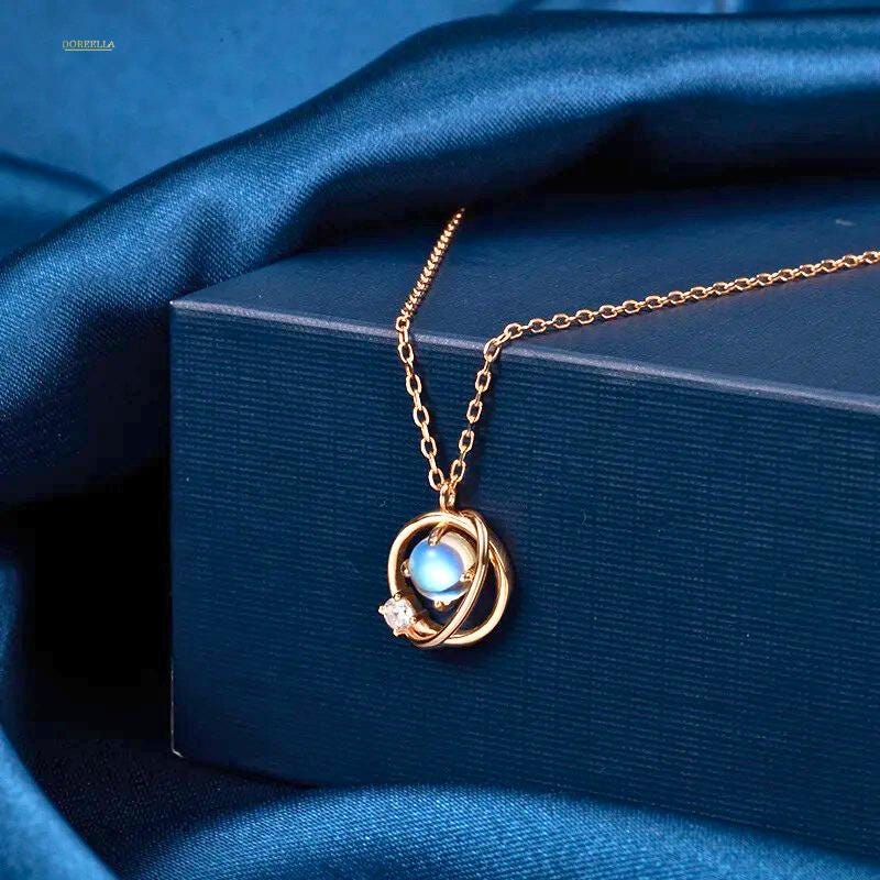 Vintage Monstone Necklace, Dainty Minimalist Jewellery, Pear Cut Hand Made Moonstone Christmas Gift